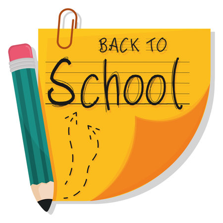 Sheet of paper and pencil Back to school Vector illustrationのイラスト素材