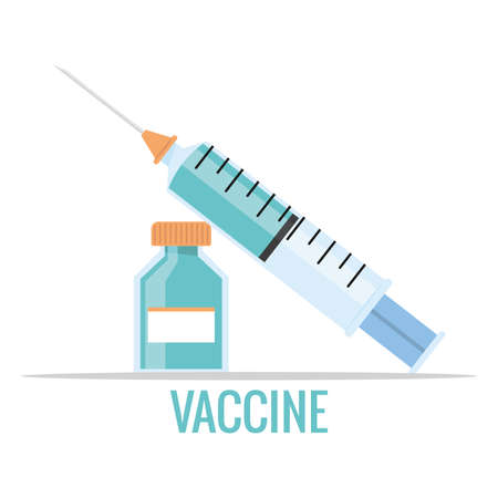 Vial and syringe Vaccination poster Vector illustrationのイラスト素材
