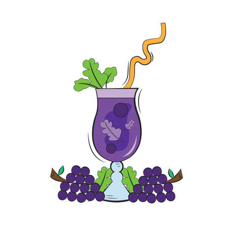 Isolated tropical cocktail with grapes and leaves Vectorのイラスト素材