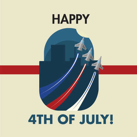 Happy independence day 4th of July poster with three airplanes Vectorのイラスト素材