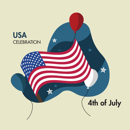 Happy independence day 4th of July poster with the flag of USA Vectorのイラスト素材