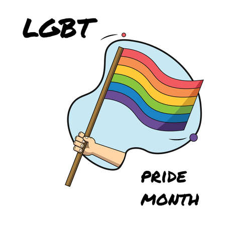 Isolated hand holding a lgbt flag Pride day icon Vectorのイラスト素材