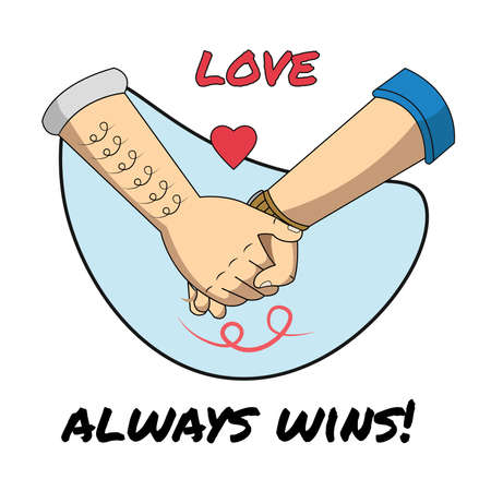 Pair of hands holding each other pride day icon Vectorのイラスト素材
