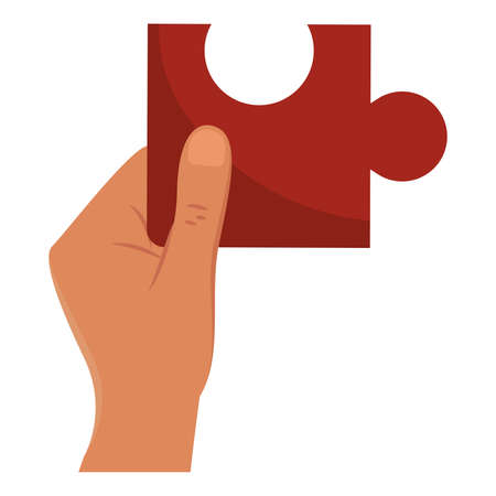 Isolated hand holding a piece of puzzle Vector illustrationのイラスト素材