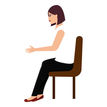 Isolated woman cartoon sitting on a chair Vector illustrationのイラスト素材