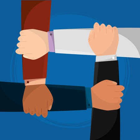 Hands holding each other teamwork concept Vector illustration