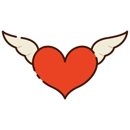 Isolated heart shape with wings flat design Vector illustrationのイラスト素材