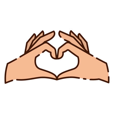 Pair of hands doing a heart shape flat design icon Vector illustrationのイラスト素材