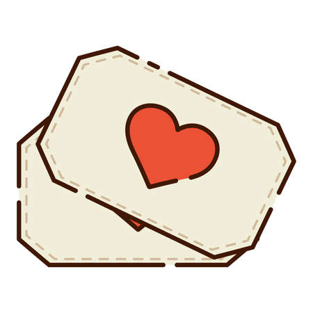 Pair of cinema tickets with hearts flat design icon Vector illustrationのイラスト素材