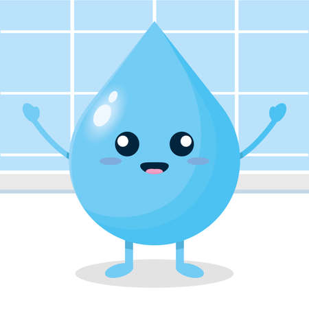 Isolated happy water drop cartoon Vector illustrationのイラスト素材