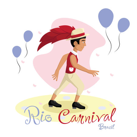 Isolated man with traditional clothes dancing Carnival Vectorのイラスト素材