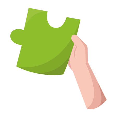 Isolated hand holding a piece of puzzle Vectorのイラスト素材