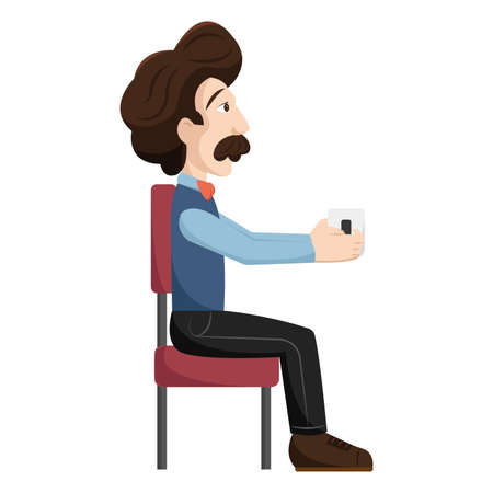 Isolated male hipster character cartoon on a chair Vectorのイラスト素材
