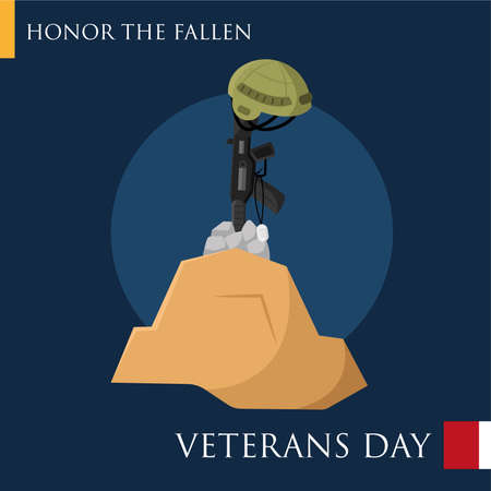 Assault rifle with a soldier helmet Veterans day Vectorのイラスト素材