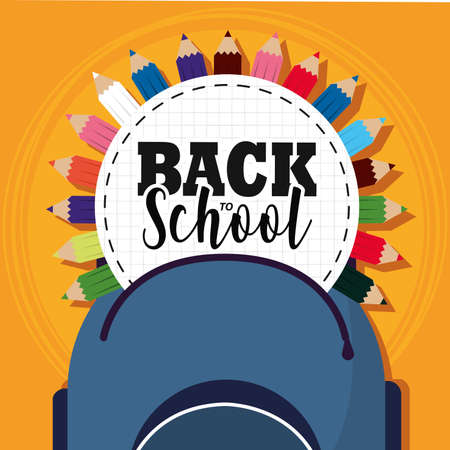 Poster colors bag back to school vector illustrationのイラスト素材