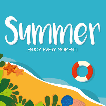 Poster Summer sea vector illustrationのイラスト素材