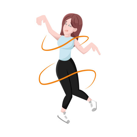 Isolated happy pretty woman cartoon dancing Vectorのイラスト素材