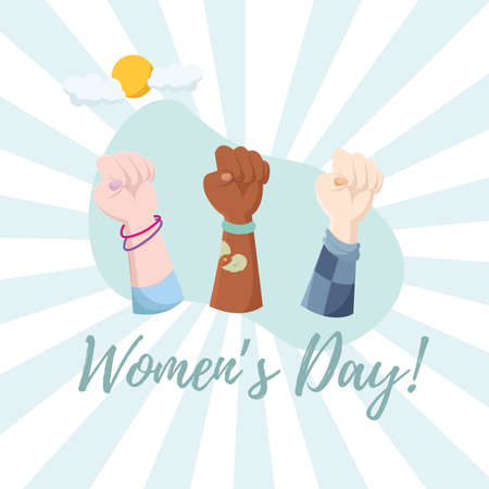 Group of hands doing a revolution symbol Women day template Vectorのイラスト素材