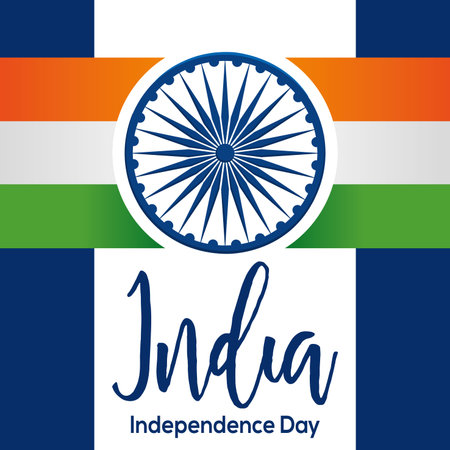 Poster blue flag India independence day vector illustration
