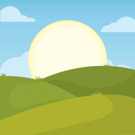 Poster field forest landscape vector illustrationのイラスト素材