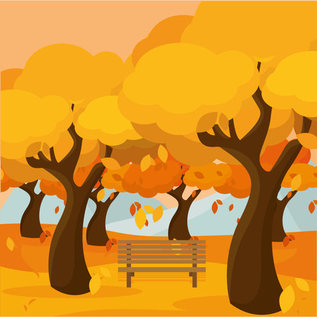 Background trees park autumn vector illustrationのイラスト素材