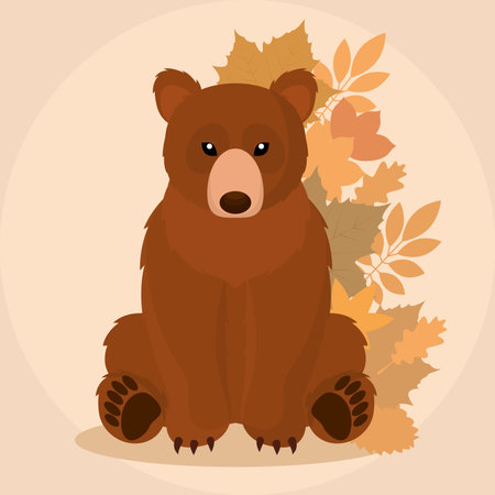 Background bear animal autumn vector illustrationのイラスト素材