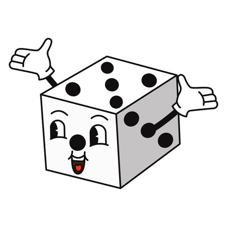 Isolated happy dice groovy traditional cartoon Vectorのイラスト素材