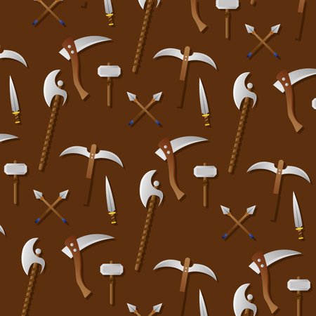 Seamless pattern background with medieval weapons icon Vectorのイラスト素材