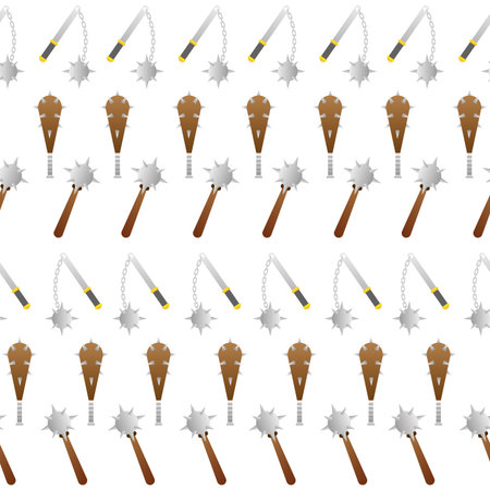 Seamless pattern background with medieval weapons icon Vectorのイラスト素材