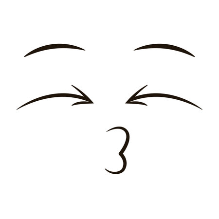 White flat kissing face expression avatar Vectorのイラスト素材