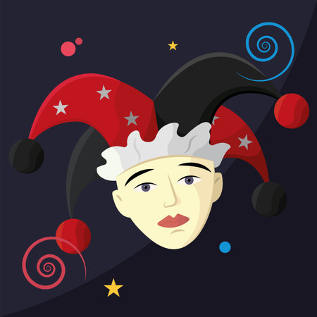 Isolated clown jester avatar with harlequin hat Vectorのイラスト素材
