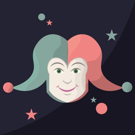 Isolated clown jester avatar with harlequin hat Vectorのイラスト素材