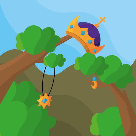 Royalty jewelry hanging of a tree Vectorのイラスト素材
