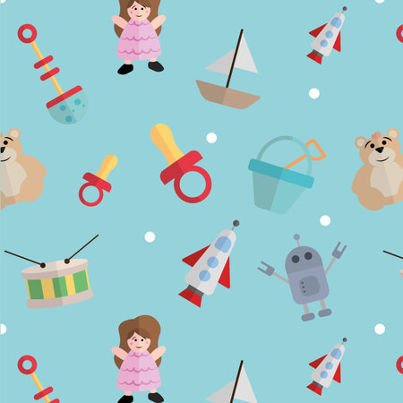 Seamless pattern background with toy icons Vectorのイラスト素材