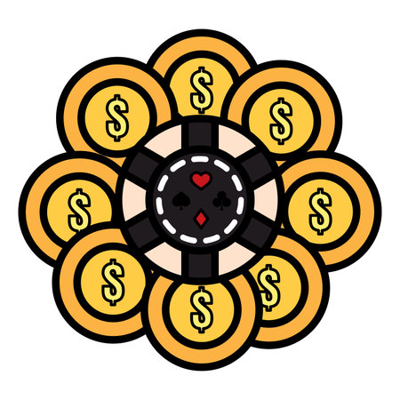 Group of colored casino roulette coin icon Vectorのイラスト素材