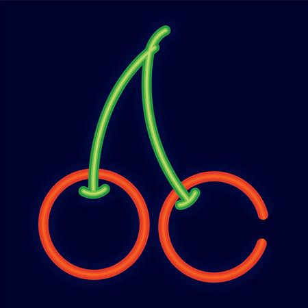 Isolated colored casino cherry icon Neon style Vectorのイラスト素材