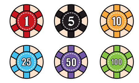 Set of different casino roulette coin icons Vectorのイラスト素材