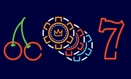 Set of different casino icons Neon style Vectorのイラスト素材