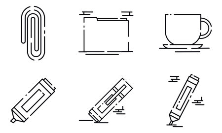 Set of different colored office supplies icons Vectorのイラスト素材