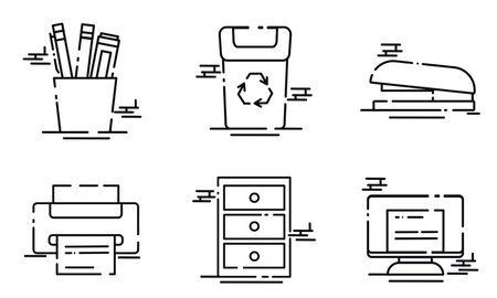 Set of different colored office supplies icons Vectorのイラスト素材
