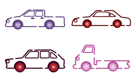 Set of colored cars icons Vectorのイラスト素材