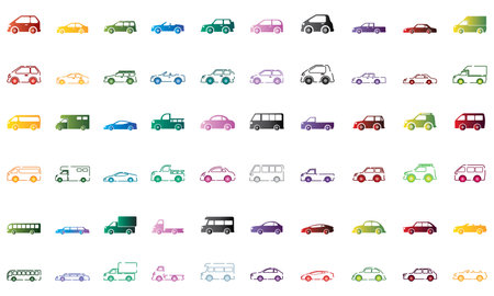 Set of colored cars icons Vectorのイラスト素材