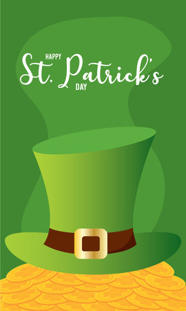 Elvish traditional hat on golden coins Saint patrick day poster Vectorのイラスト素材