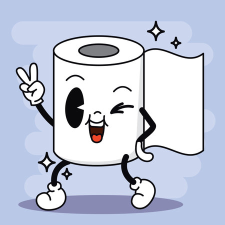 Isolated colored happy toilet paper traditional cartoon character Vectorのイラスト素材