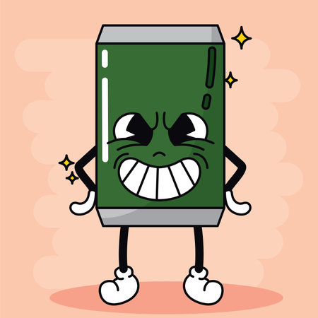 Isolated colored happy beer can traditional cartoon character Vectorのイラスト素材