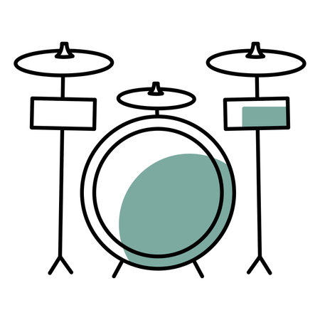 Isolated colored children sketch of drum set icon Vectorのイラスト素材