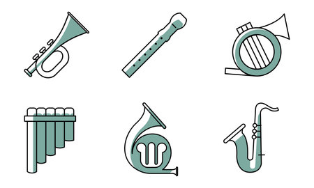 Set of different musical instrument icons Vectorのイラスト素材