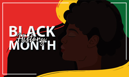 Black history month colored poster Avatar of afroamerican girl character Vectorのイラスト素材