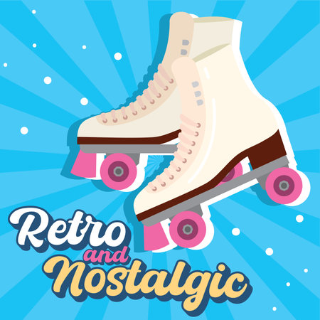 Isolated colored pair of skates Retro and nostalgic Vectorのイラスト素材