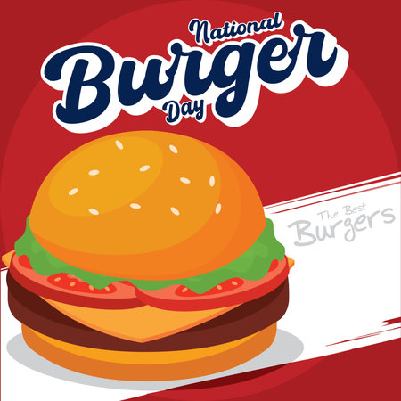 Isolated cartoonish hamburger Colored burger day template Vectorのイラスト素材